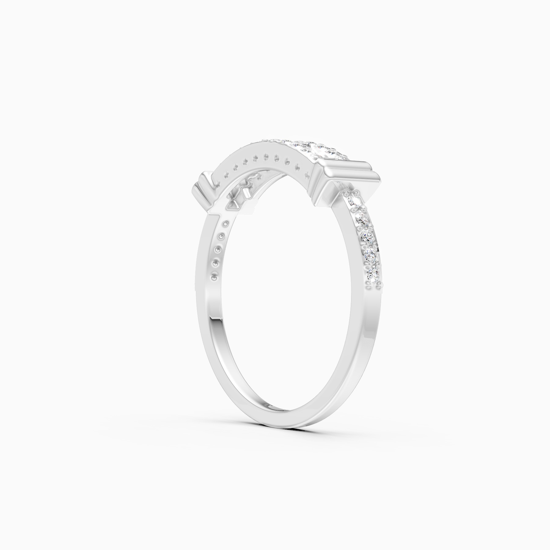 Double Row Bar Round-Cut Lab Diamond Ring